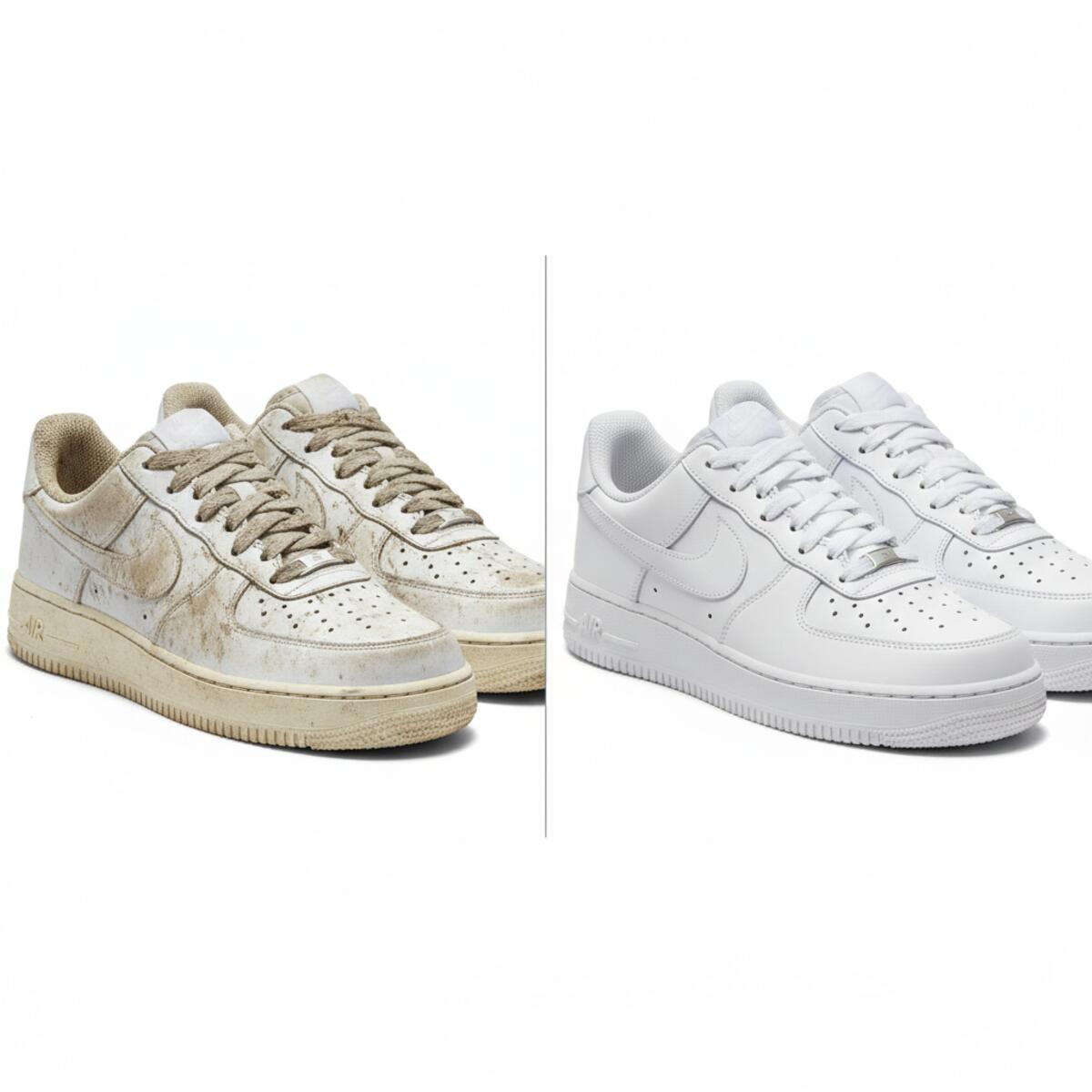 Avant/après nettoyage baskets blanches Air Force 1
