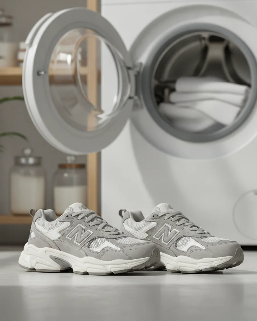 Baskets dans un filet de lavage avant passage en machine